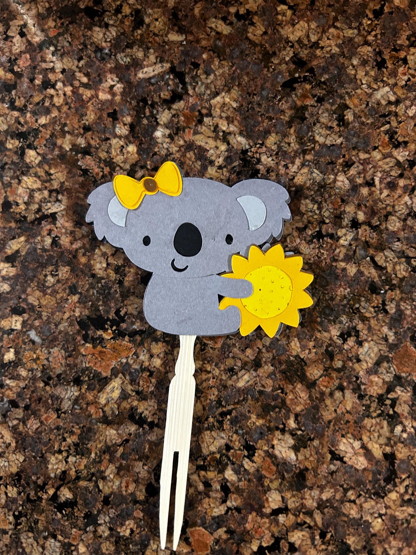 Koala Cupcake Toppers: Layered Paper, Bamboo Forks