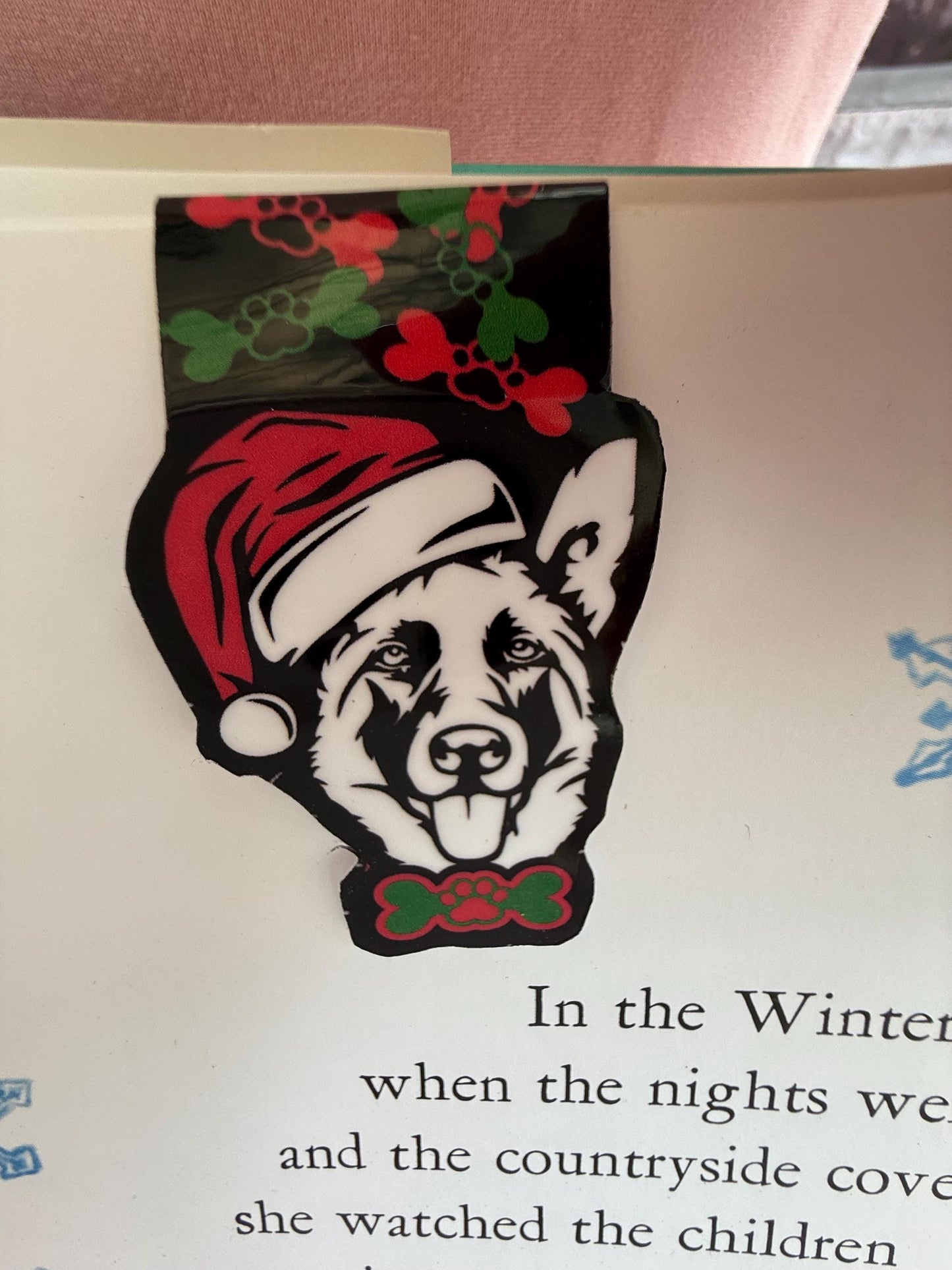 German Shepherd Christmas Magnetic Bookmark - Dog Lover Stocking Stuffer