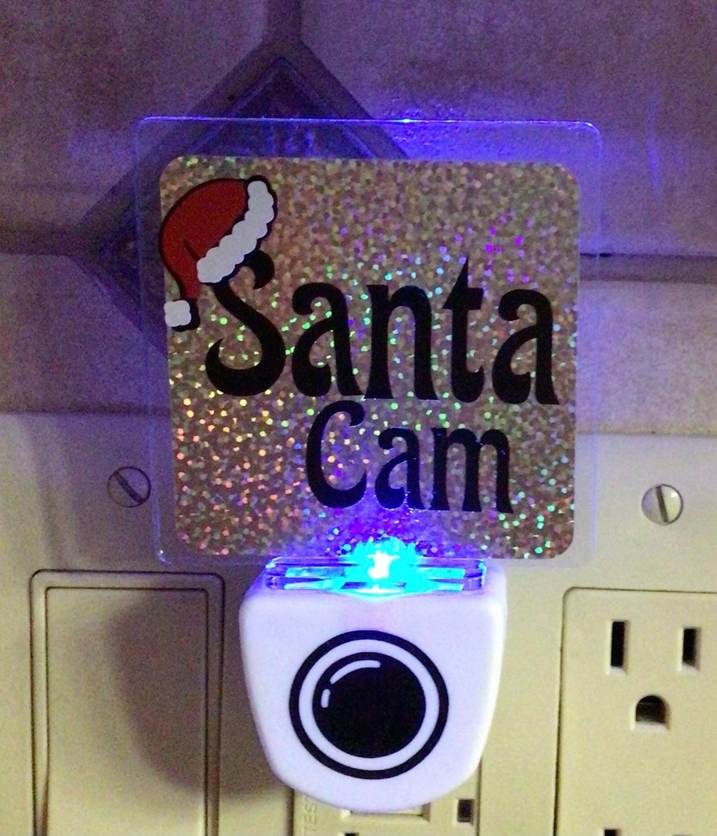 Handmade Holiday Night Light: Santa Cam or Christmas Gnome, Blue Glow