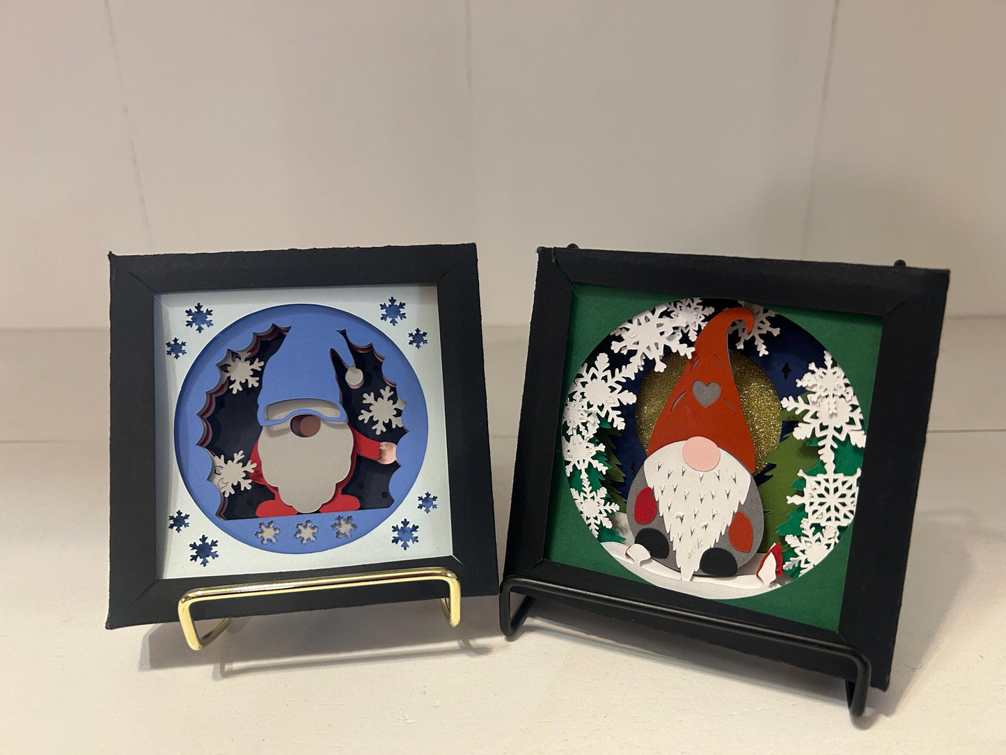 Christmas Shadow Boxes Skiing Gnome