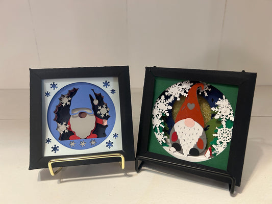 Christmas Shadow Boxes Skiing Gnome