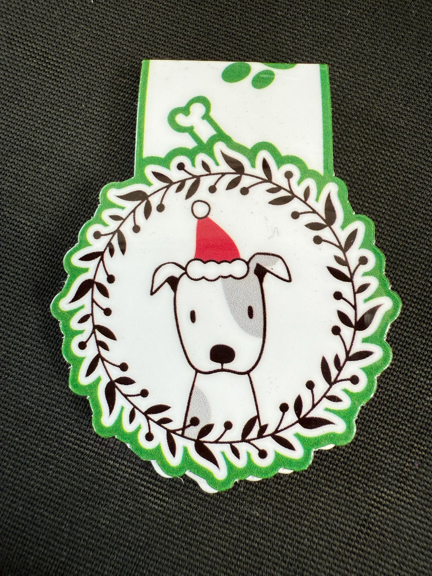 Christmas Dog Magnetic Bookmark: Holiday Stocking Stuffer