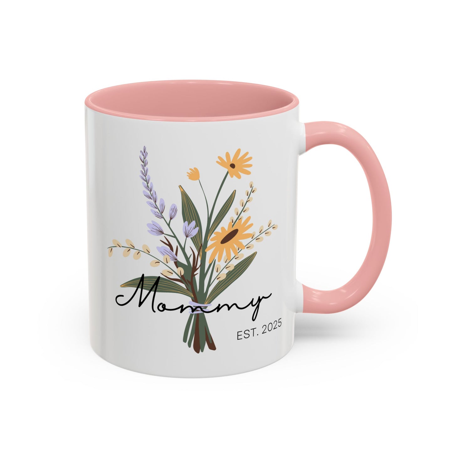 Mommy Est. 2025  Coffee Mug - Floral Design - Perfect Gift for Mother's Day