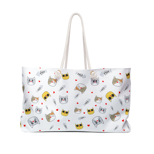 Cute Cat Print Weekender Bag - Perfect for Travel and Pet Lovers