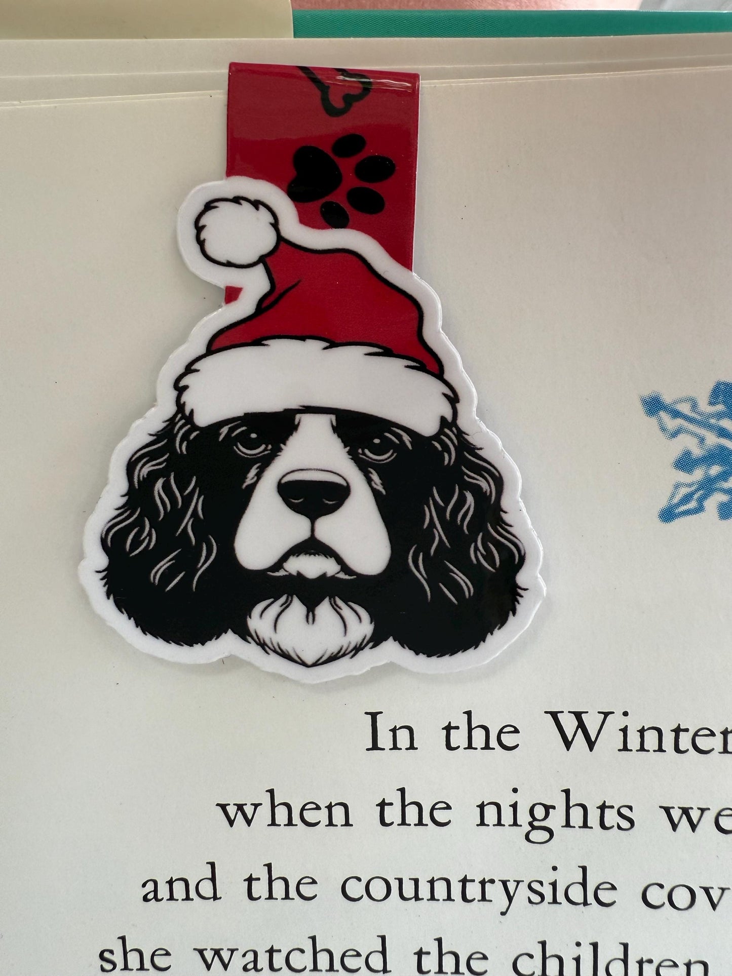 Cocker Spaniel Christmas Magnetic Bookmark: Holiday Reading Accessory