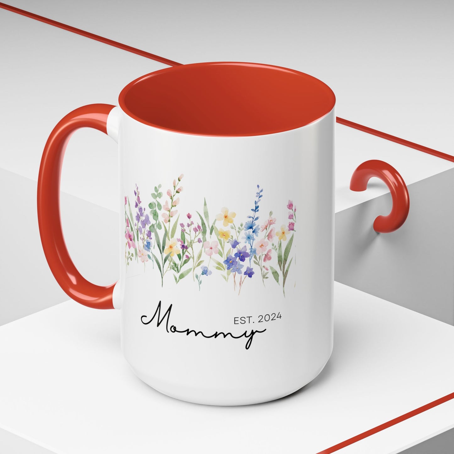 Personalized Mommy Coffee Mug - Floral Design, Perfect Gift for Mother's Day, EST. 2024