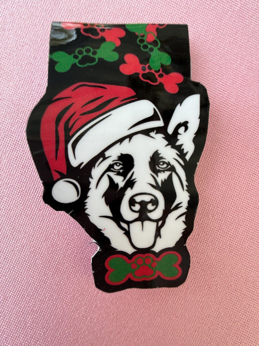 German Shepherd Christmas Magnetic Bookmark - Dog Lover Stocking Stuffer
