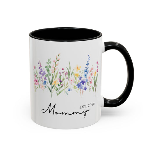 Personalized Mommy Coffee Mug - Floral Design, Perfect Gift for Mother's Day, EST. 2024