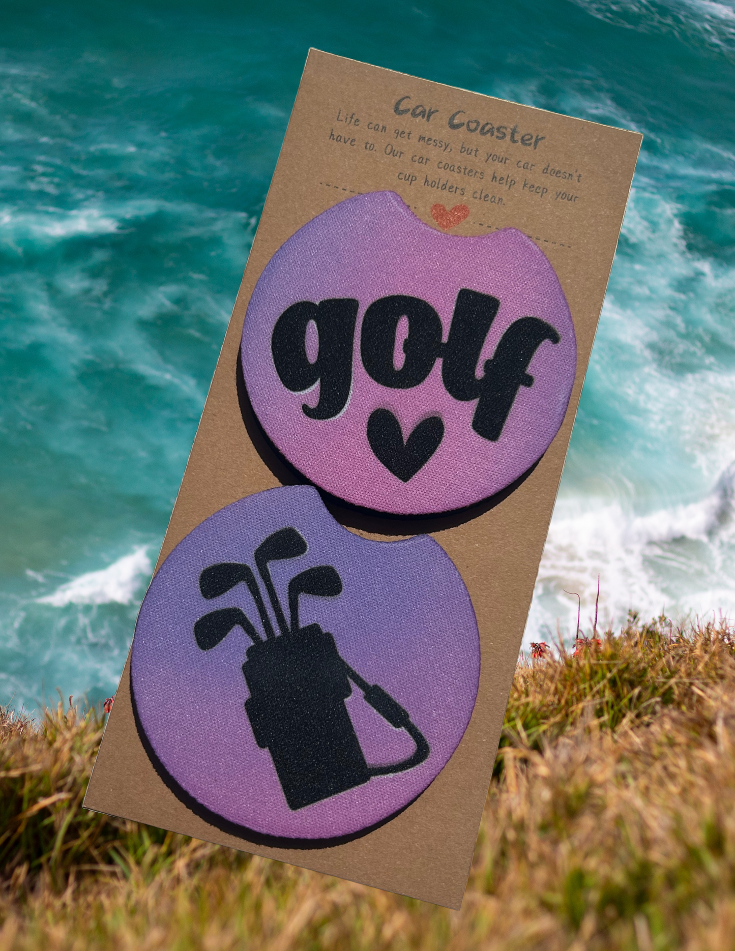 Golf-Themed Car Coaster – Absorbent & Tee-rific for Dad