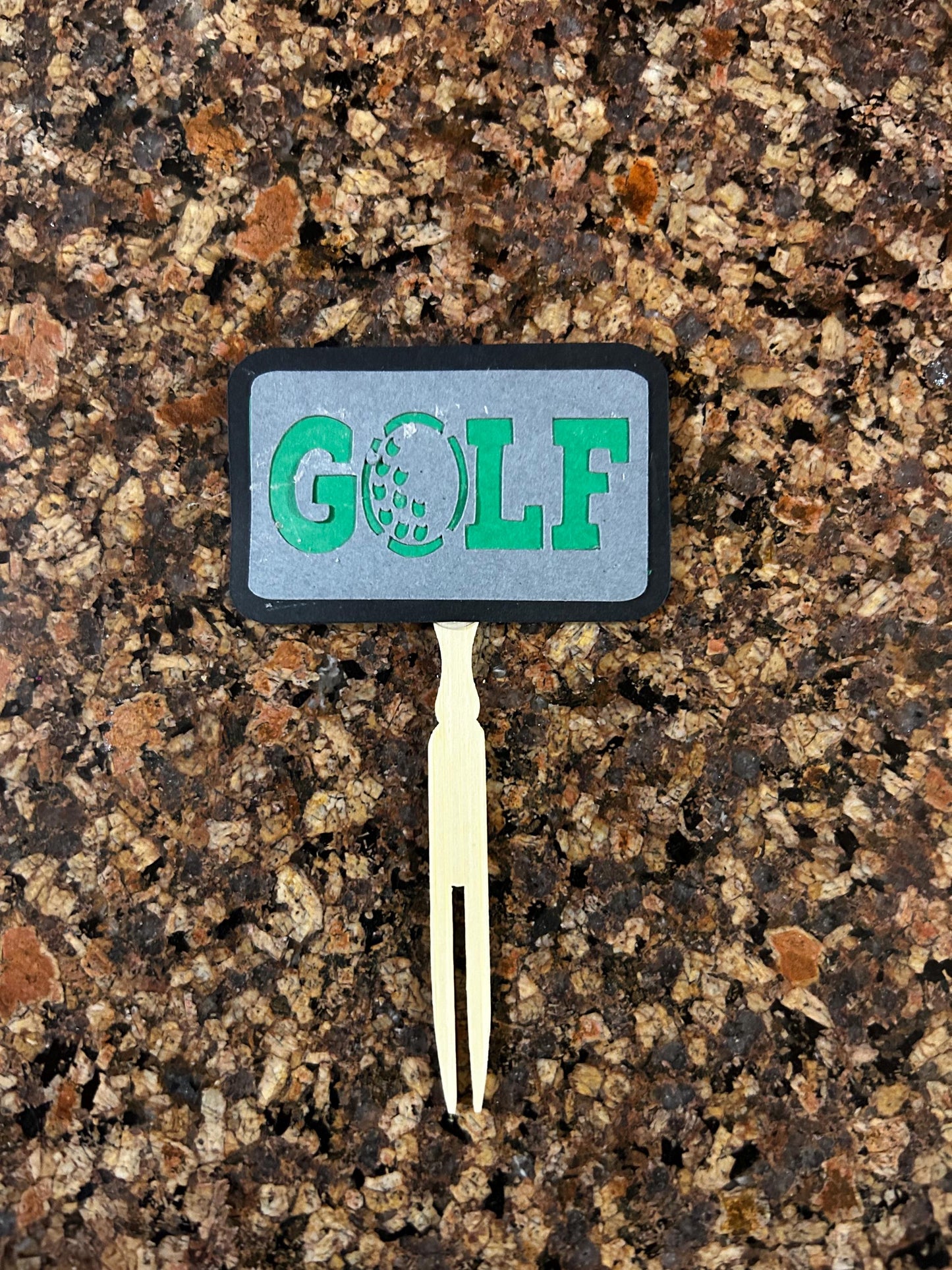 Golf-Themed Cupcake Toppers – Golf Cart, Ball, Bag & Shoes | Layered Paper with Bamboo Forks