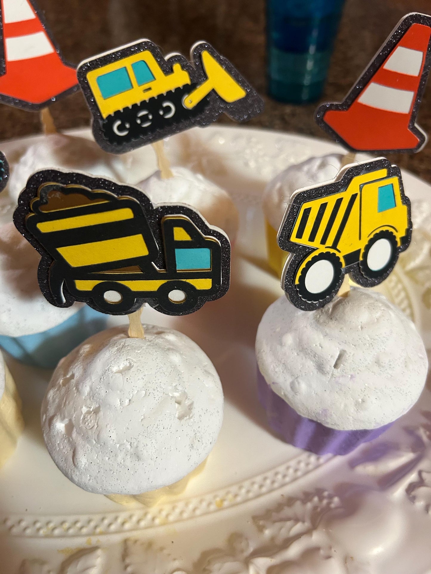 Construction Themed Cupcake Toppers - Diggers, Dozers, and Dump Trucks for Easy Cupcake Decorations