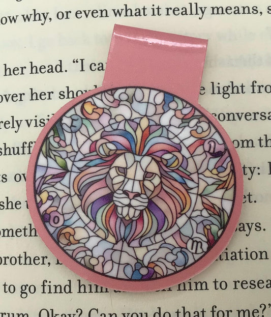 Stained Glass Zodiac Magnetic Bookmark: Astrology Book Lover Gift