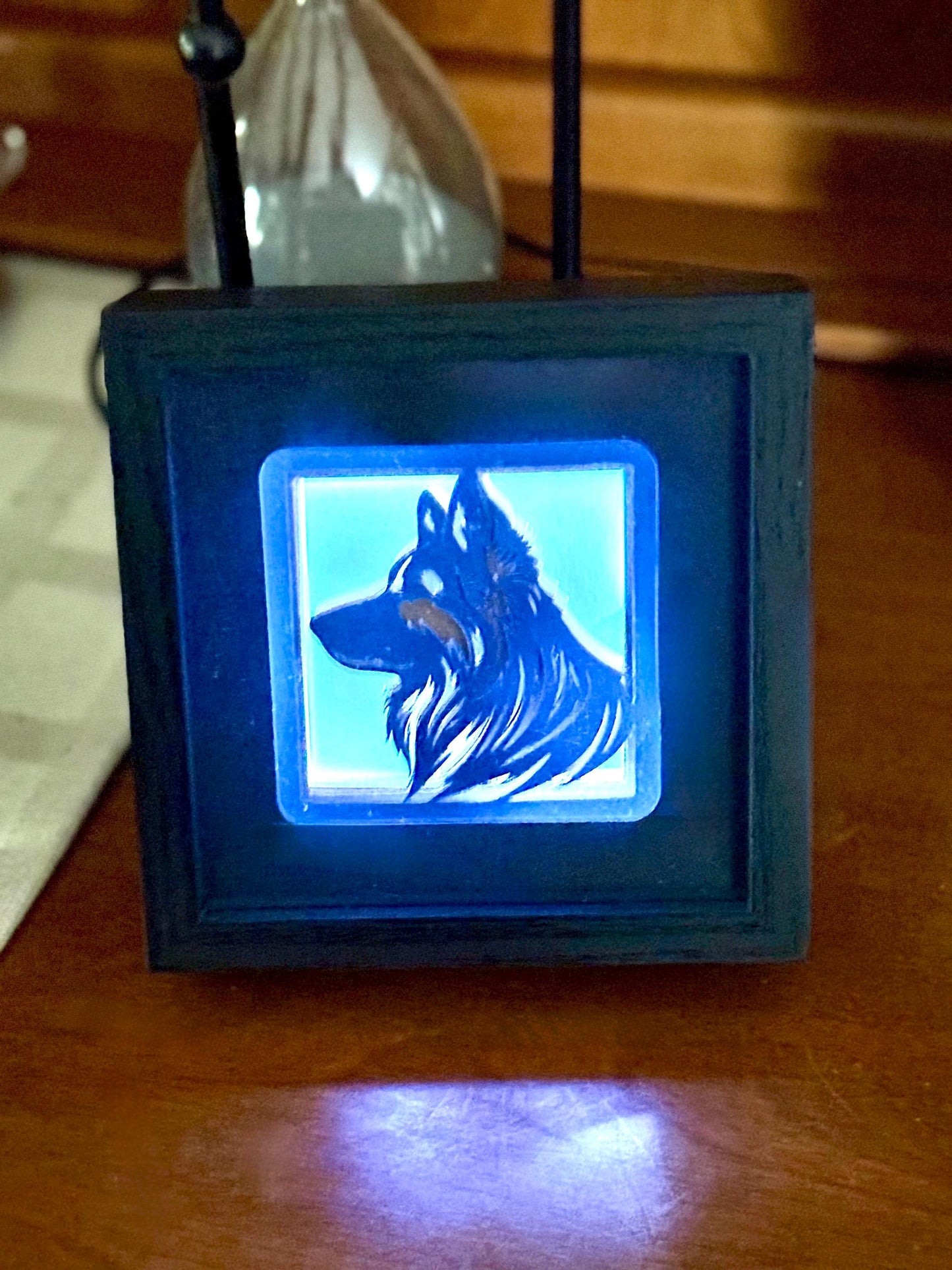Backlit German Shepherd Shadowbox: Layered Paper Art, Dog Lover Gift