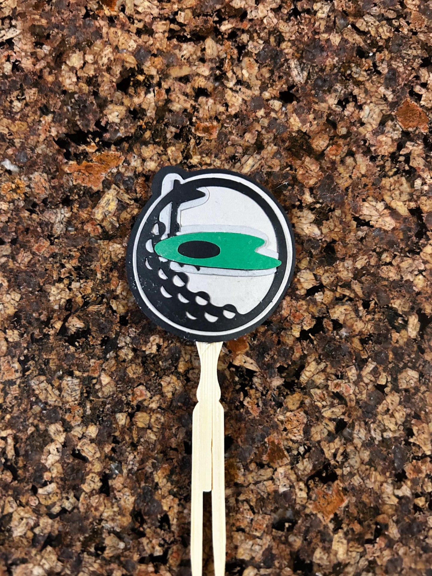 Golf-Themed Cupcake Toppers – Golf Cart, Ball, Bag & Shoes | Layered Paper with Bamboo Forks