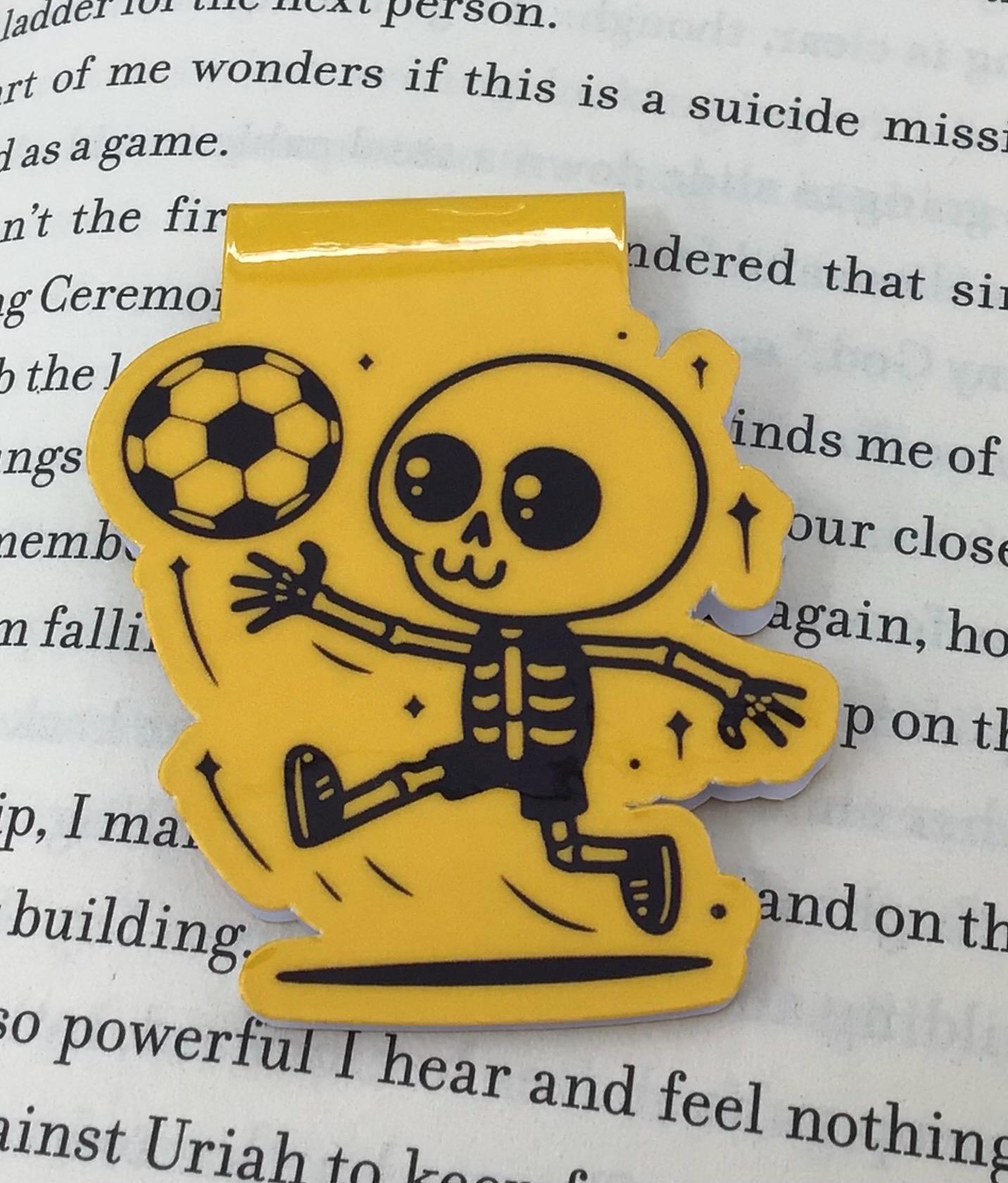 Skeleton Soccer Player Magnetic Bookmark:  Sports Gift