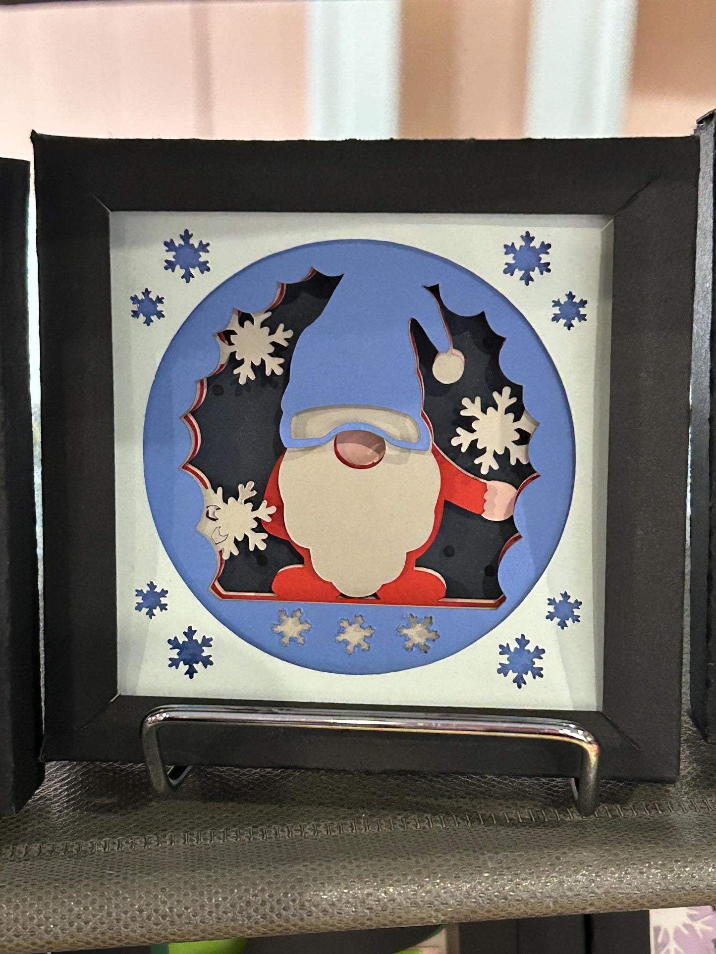 Christmas Shadow Boxes Skiing Gnome